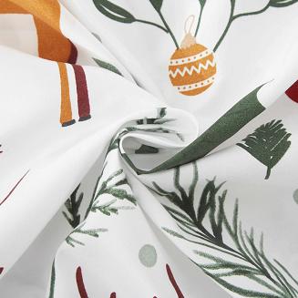 Biała Świąteczna Pościel z Mikrofibry z Nadrukiem 160x200 Christmas Forest