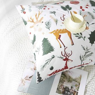 Biała Świąteczna Pościel z Mikrofibry z Nadrukiem 160x200 Christmas Forest