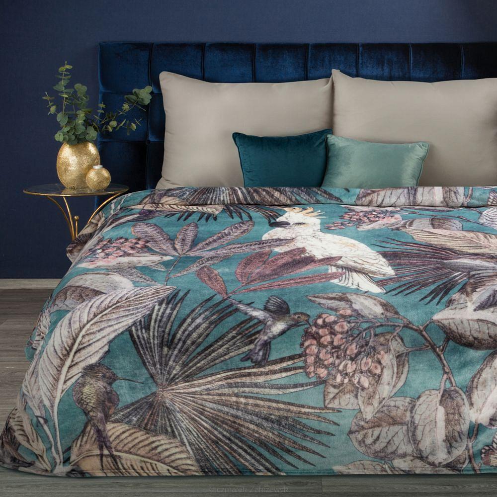 Koc narzuta ARA 150x200 Eurofirany turkusowy/popielaty