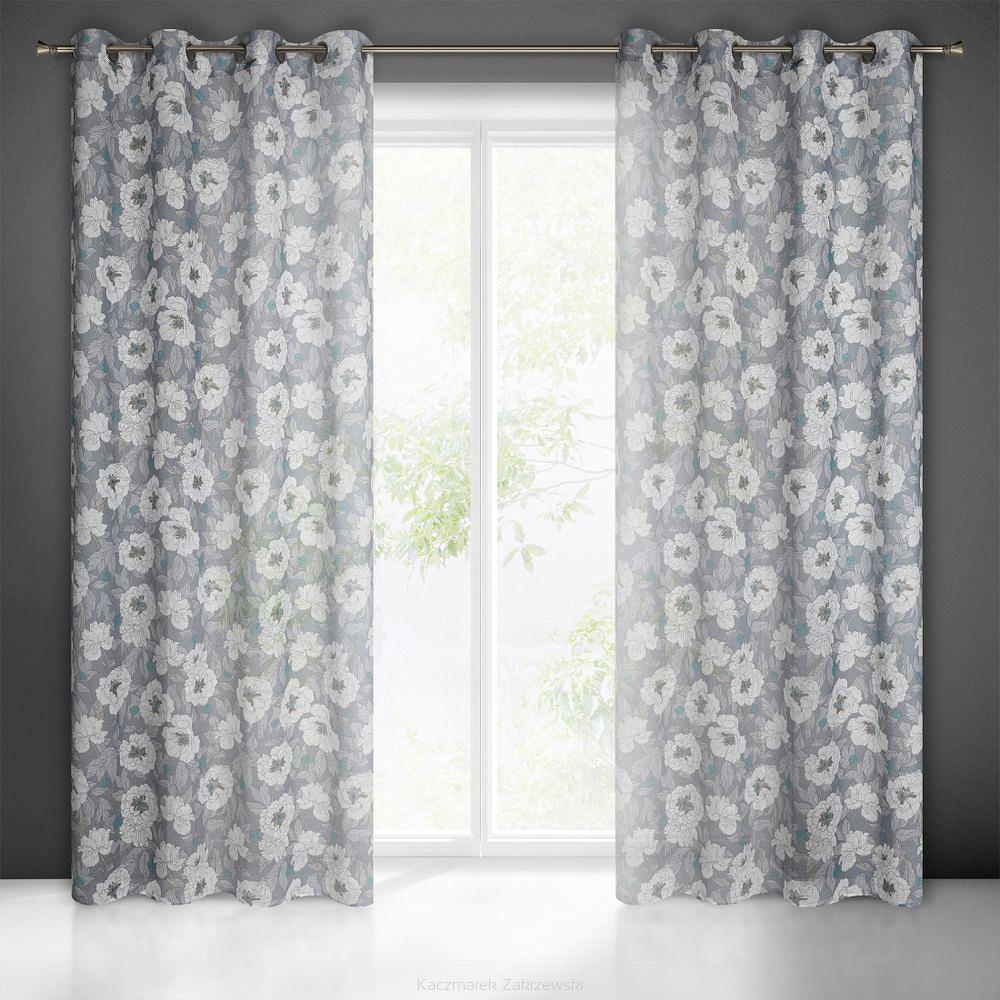 Zasłona gotowa na przelotkach FABIA 140x250 Eurofirany biały/szary