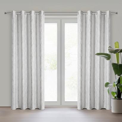 Zasłona gotowa na przelotkach ARNITA 140x250 Eurofirany welwetowa biała srebrzysta marmurkowa przecierka