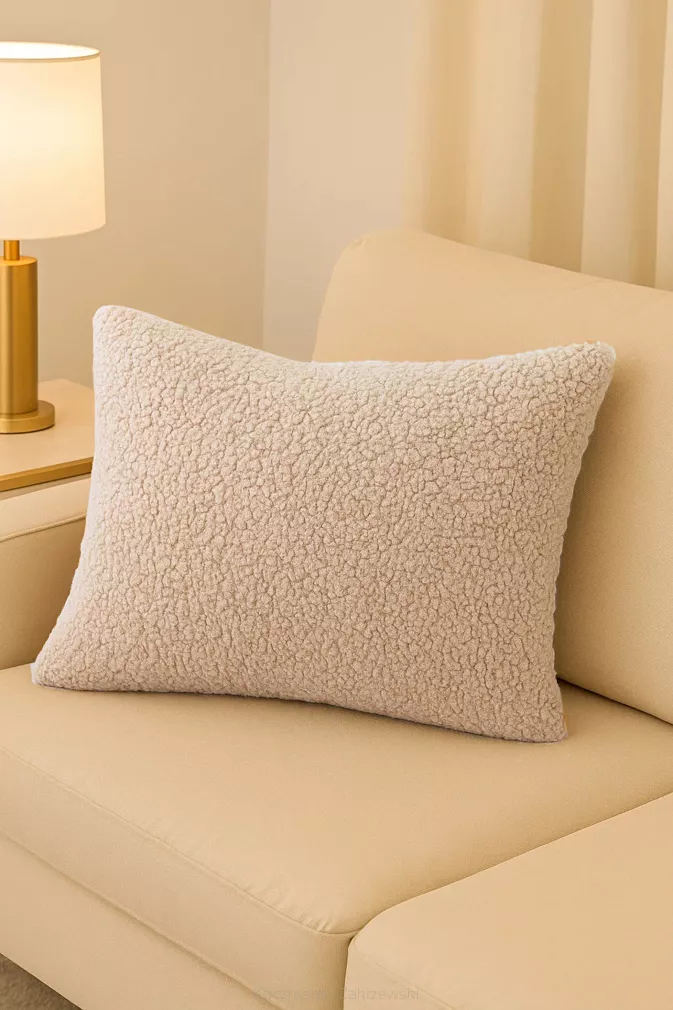 Beżowa Poszewka z Bukli 50x70 Baranek Dreamy Boucle