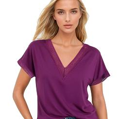 Bluzka damska z dekoltem w serek Flaviana śliwkowa