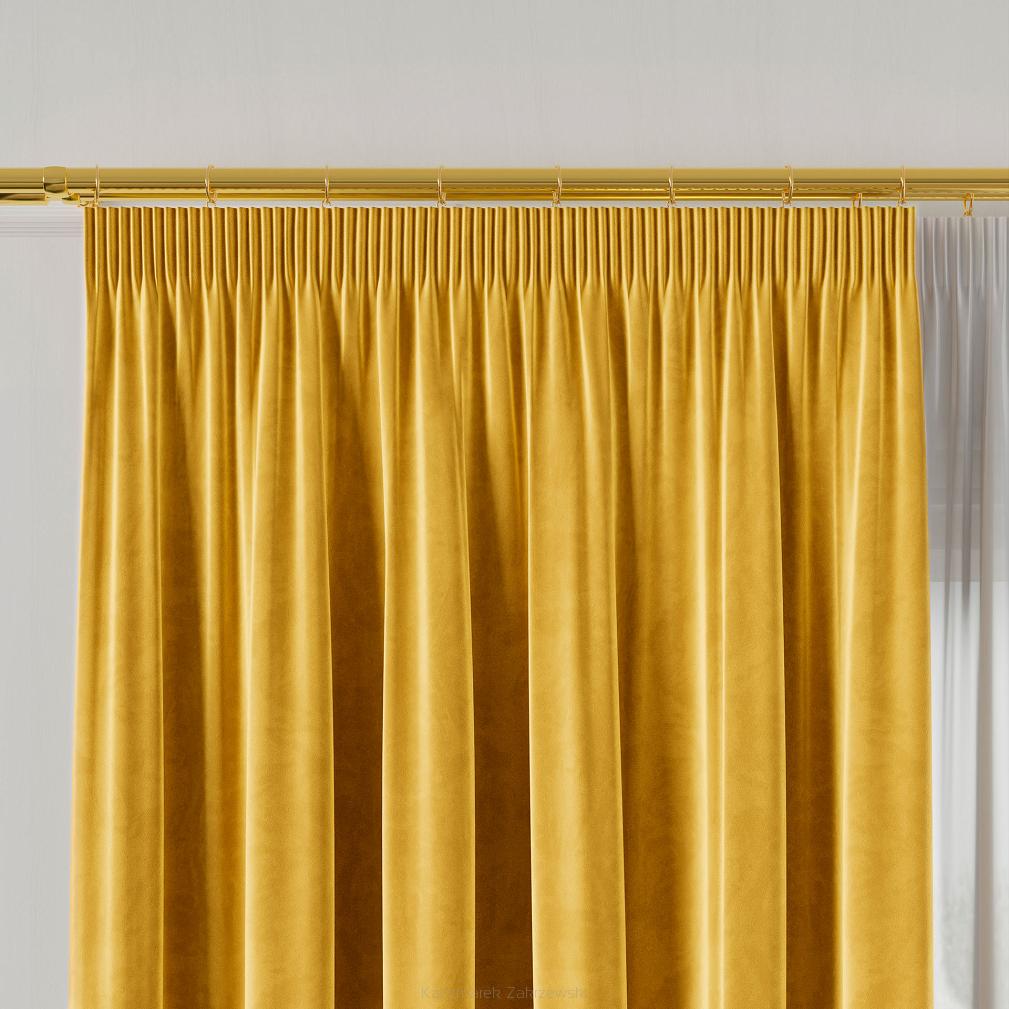 Zasłona gotowa na taśmie VELVI 140x240 żółta