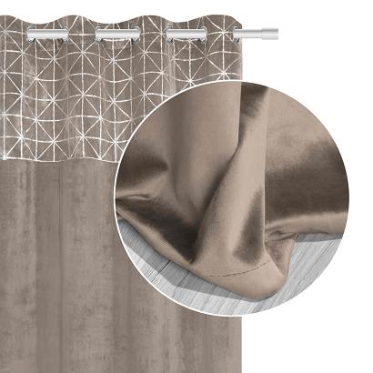 Zasłona gotowa na przelotkach GLOSSY 140x250 welurowa półzaciemniająca ciemnobeżowa