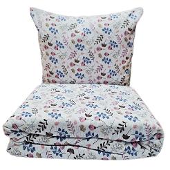 Pościel z kory 200x220 biała różowa granatowa beżowa kwiatowy rzucik