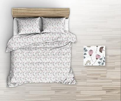 Pościel z kory 200x220 biała różowa granatowa beżowa kwiatowy rzucik