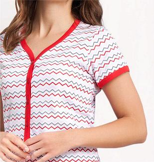 Piżama damska LUNA kod 474 czerwony - dekolt