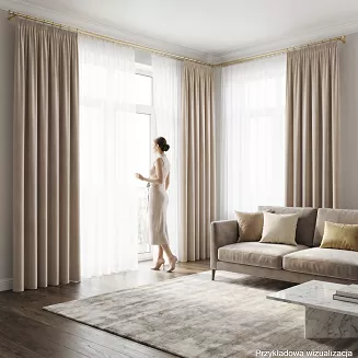 Zasłona gotowa na taśmie BLACKOUT VELVET 140x240 jasnobeżowa