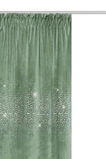 Zasłona gotowa na taśmie Shiny 140x270 welurowa z kryształkami szałwiowa