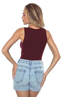 Koszulka damska na ramiączkach Peri Eldar prążki bordowa