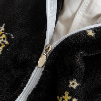 Pościel polarowa XmasCozy 220x200 welur świąteczna czarna w złote renifery