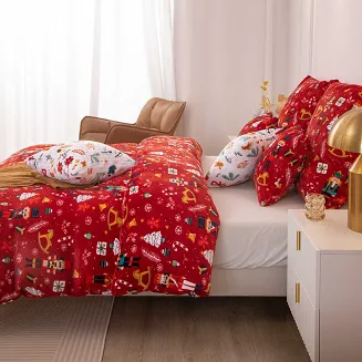 Pościel świąteczna z mikrofibry MIŚ NUT CRACKER 220x200 czerwona dziadki do orzechów