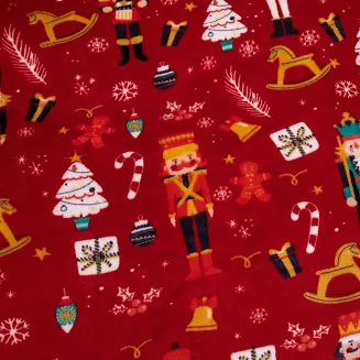 Pościel świąteczna z mikrofibry MIŚ NUT CRACKER 220x200 czerwona dziadki do orzechów