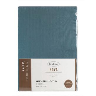 Prześcieradło satynowe z gumką NOVA3 100x200x25 Eurofirany niebieski