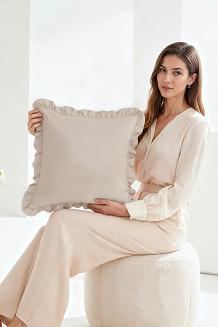 Poszewka do pościeli z falbanką RUFFY PREMIUM 50x70 beżowa