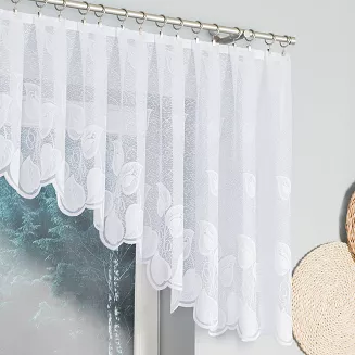 Firanka żakardowa gotowa na żabki NORA 400x90 biała