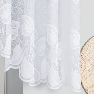 Firanka żakardowa gotowa na żabki NORA 400x90 biała