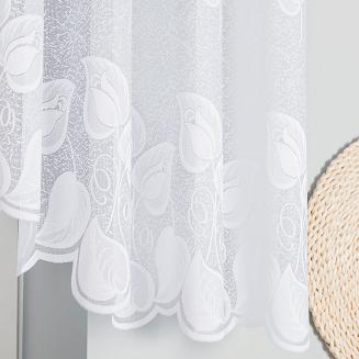 Firanka żakardowa gotowa na żabki NORA 400x90 biała