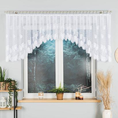 Firanka żakardowa gotowa na żabki NORA 400x90 biała