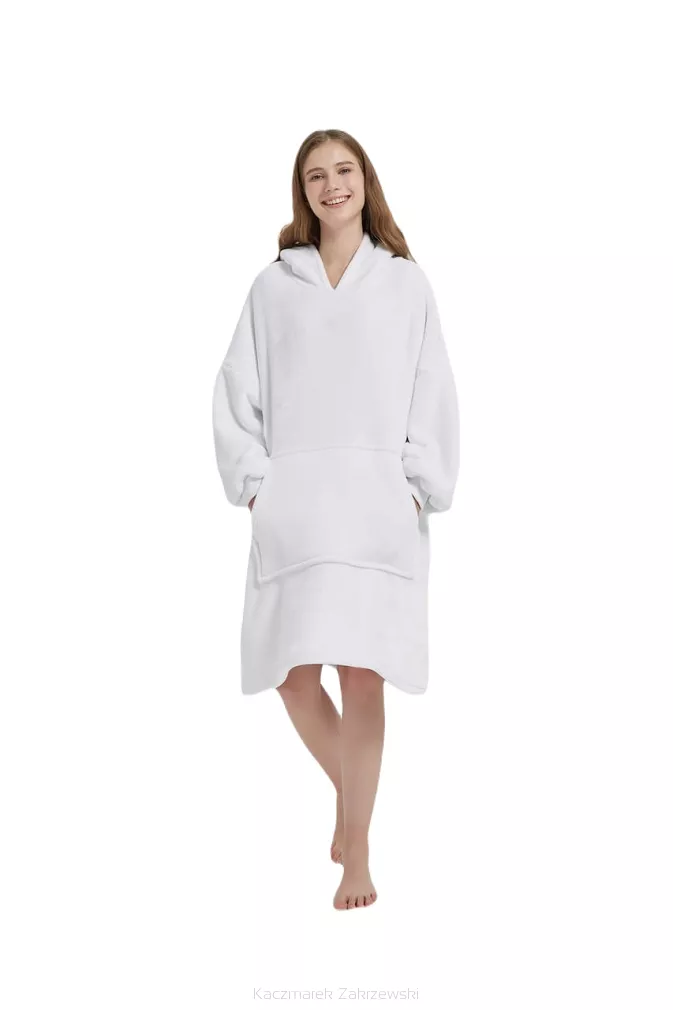 Kocobluza z kapturem Sherpa HOODIE biała