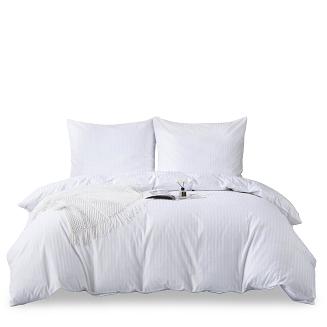 Komplet pościeli adamaszek satyna bawełniana 220x200 biała