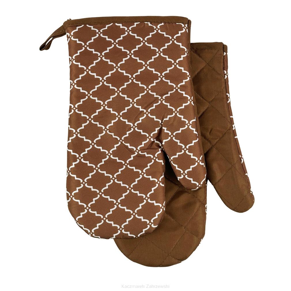 Rękawice kuchenne 18x27 z magnesem 2 szt. brązowe maroko clover