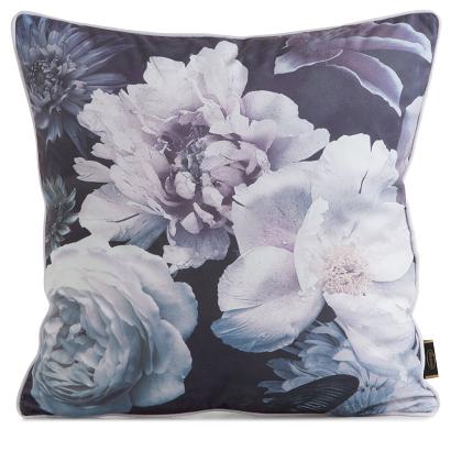 Poszewka dekoracyjna VELVET 45x45 Eurofirany fioletowa czarna liliowa kwiaty