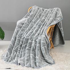 Koc akrylowy na fotel tłoczony LIV 80x160 gruby ciepły szary