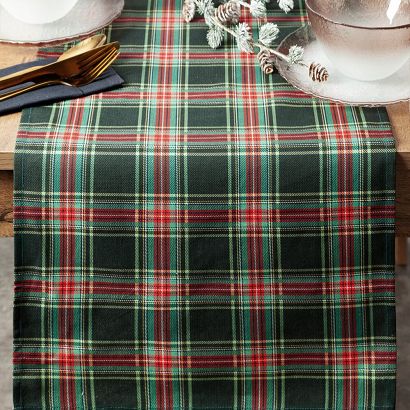 Bieżnik świąteczny AURORA 40x180 Eurofirany czerwony zielony szkocka krata