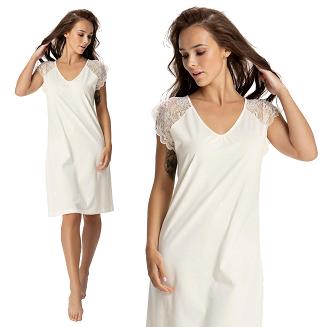 Koszula damska LUNA kod 101 ecru z koronką