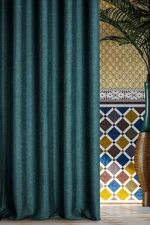 Zasłona gotowa na przelotkach MOROCCO 140x250 Eurofirany ciemny turkusowy
