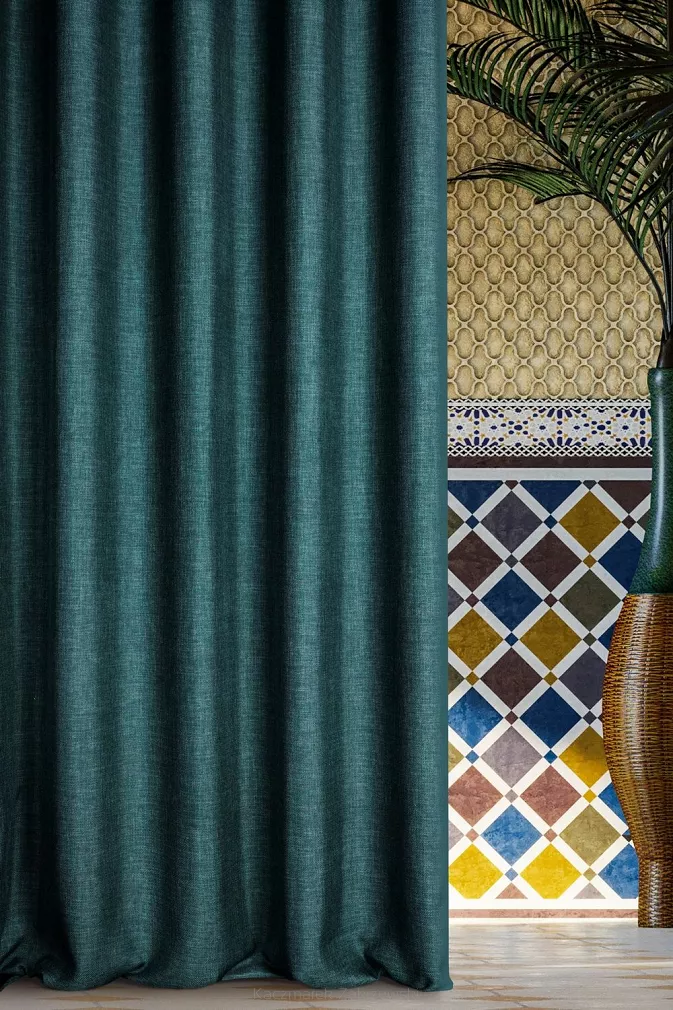 Zasłona gotowa na przelotkach MOROCCO 140x250 Eurofirany ciemny turkusowy