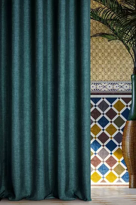 Zasłona gotowa na przelotkach MOROCCO 140x250 Eurofirany ciemno turkusowa
