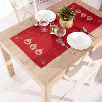 BŁYSZCZĄCY RENIFER Bieżnik z haftem szer.40cm x wys.140cm kolor 003 czerwony 295157/KSP/L03/040140/1