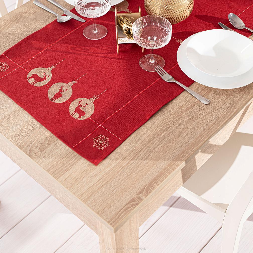 BŁYSZCZĄCY RENIFER Bieżnik z haftem szer.40cm x wys.140cm kolor 003 czerwony 295157/KSP/L03/040140/1