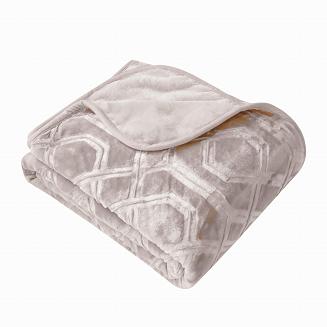 Koc akrylowy na fotel tłoczony VITO 200x220 geometryczny wzór taupe