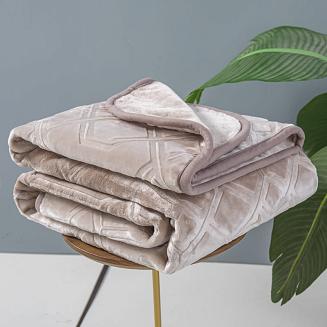 Koc akrylowy na fotel tłoczony VITO 200x220 geometryczny wzór taupe