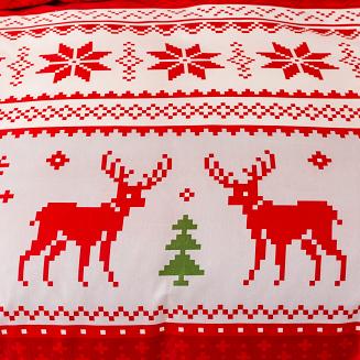 Pościel świąteczna 220x200 czerwona biała zielona norweski motyw