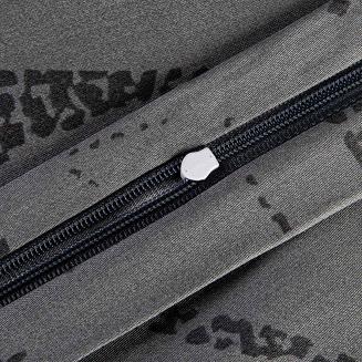 Pościel satyna bawełniana KAREN 160x200 ciemnoszara w roślinny ornament