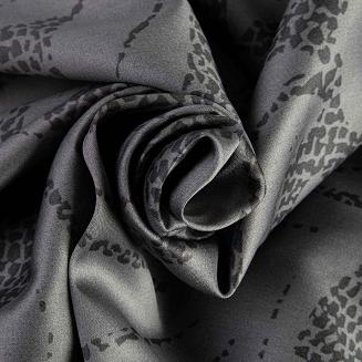 Pościel satyna bawełniana KAREN 160x200 ciemnoszara w roślinny ornament