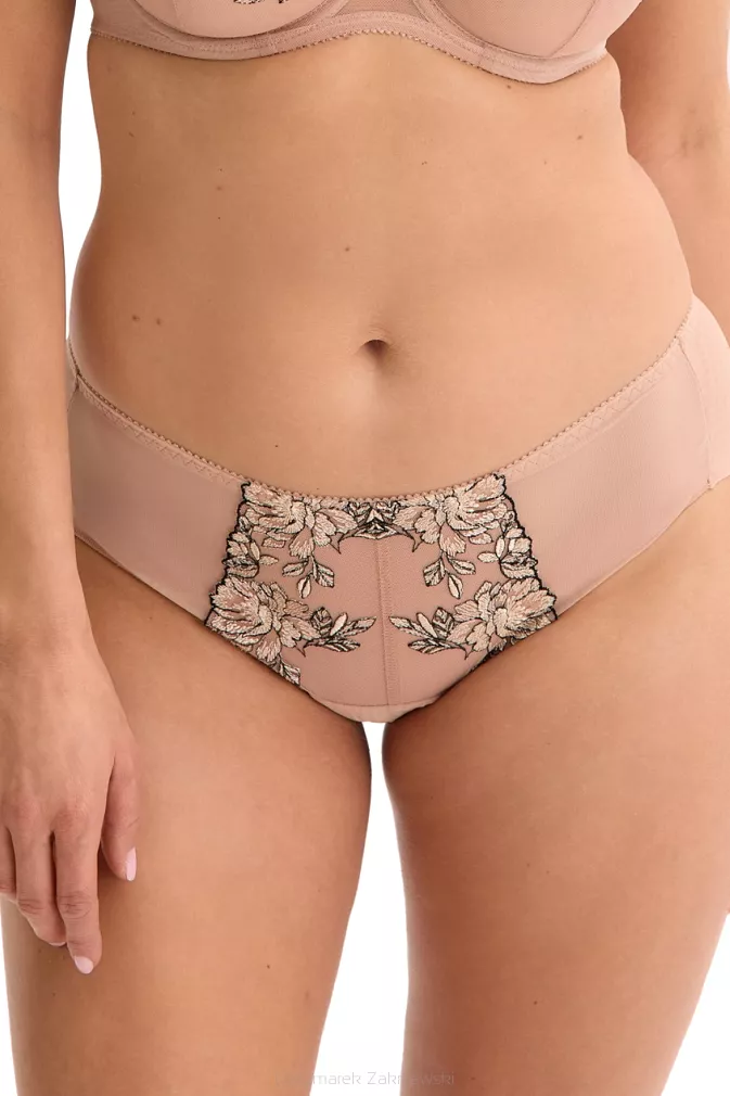 Figi damskie bikini z haftem Oriana 036 beżowe