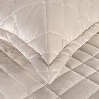 Poszewka dekoracyjna RIA6 50x70 Eurofirany kremowa welwetowa geometryczne przeszycia kryza