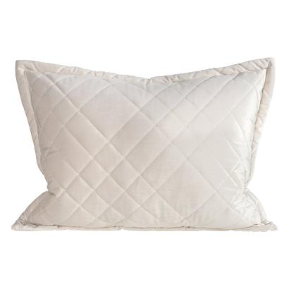 Poszewka dekoracyjna RIA6 50x70 Eurofirany kremowa welwetowa geometryczne przeszycia kryza