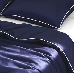 Pościel bambusowa 220x200 granatowa z białą bizą