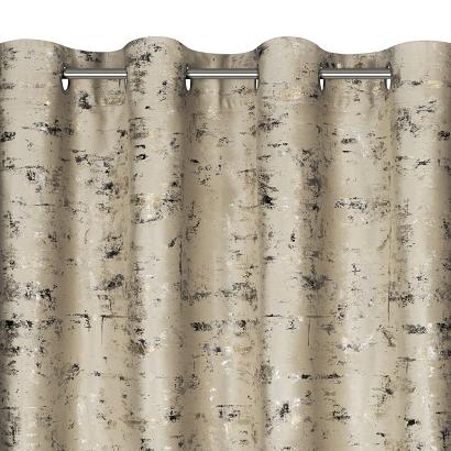 Zasłona gotowa na przelotkach TAMI 140x250 Eurofirany beżowa błyszczący marmurkowy nadruk