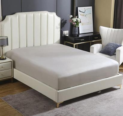 Prześcieradło satyna bawełniana z gumką 90x200 SIN taupe