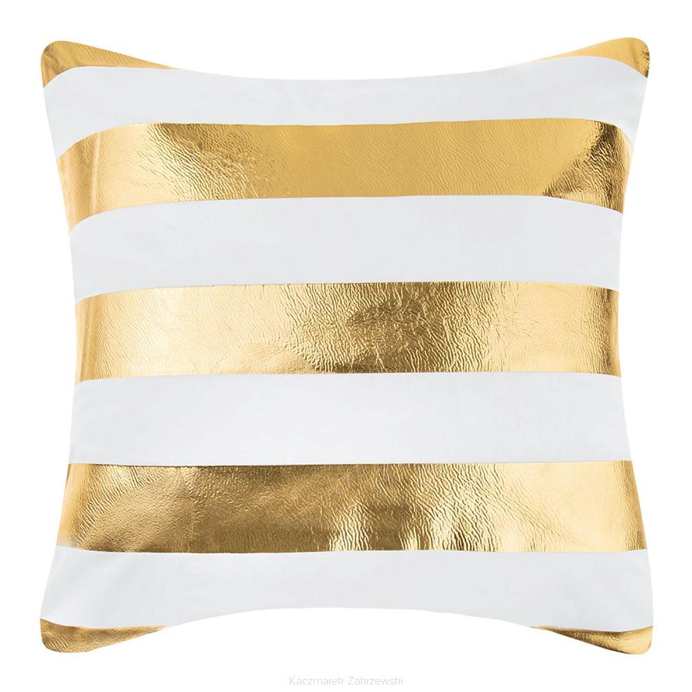 Poszewka dekoracyjna STRIPE 45x45 biała złota pasy