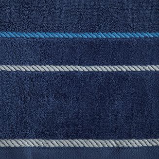 Ręcznik bawełniany z welurową bordiurą w ozdobne paseczki NEL 30x50 Eurofirany granatowy