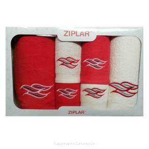 KOMPLET ręczników 6 szt. ZIPLAR czerwony/ekri